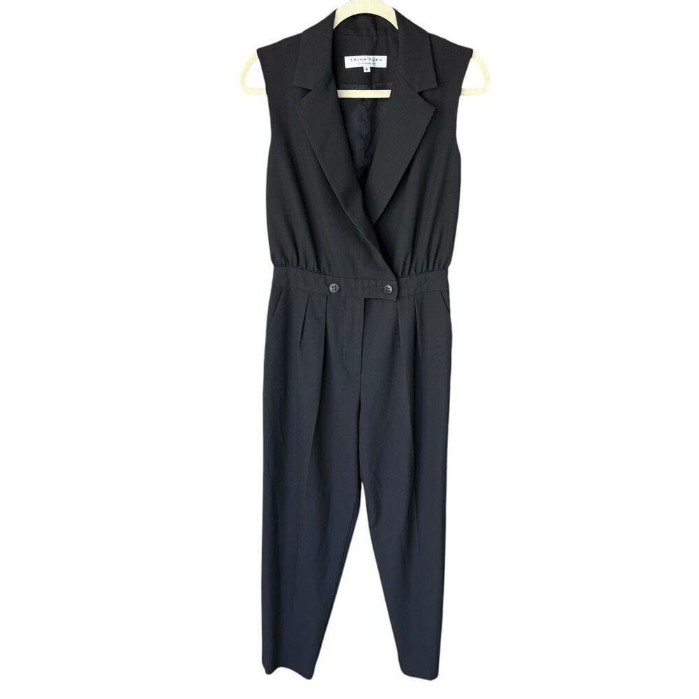 Trina Turk black jumpsuit notched collar size 6